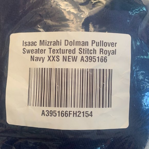 NWT ISAAC MIZRAHI TEXTURED STITCH DOLMAN PULL-OVER SWEATER NAVY XXS - Picture 11 of 12